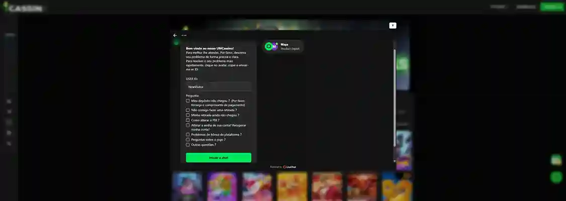 Suporte técnico do cassino