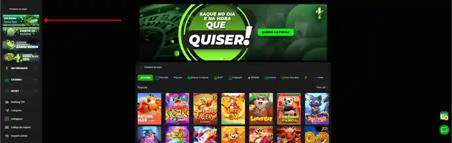 Roda da Fortuna no menu