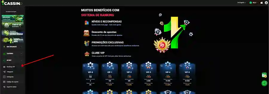 Programa de fidelidade do cassino